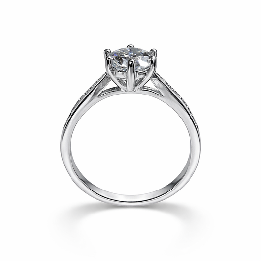 ER03 1CT Sterling Silver S925 Moissanite Diamond Rings