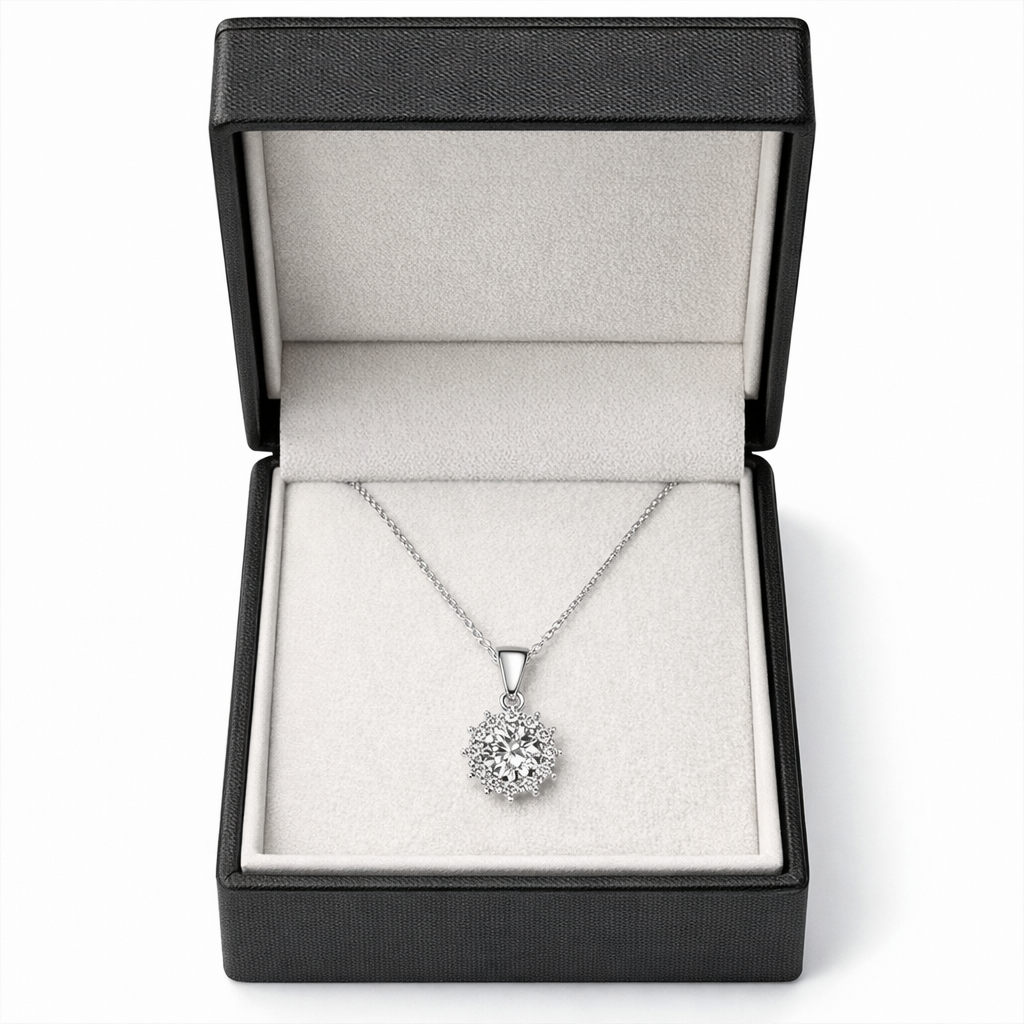 XL28 1 CT Sterling Silver S925 Moissanite Diamond Necklace