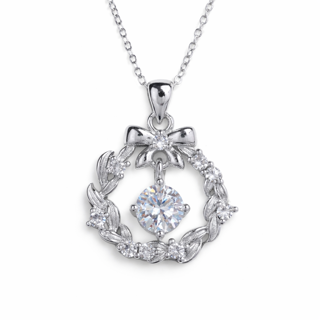 XL14 1CT Sterling Silver S925 Moissanite Diamond Necklace