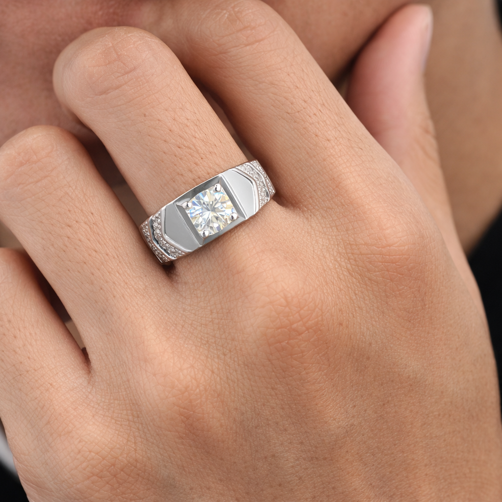 JZ30 1 CT Sterling Silver S925 Moissanite Diamond