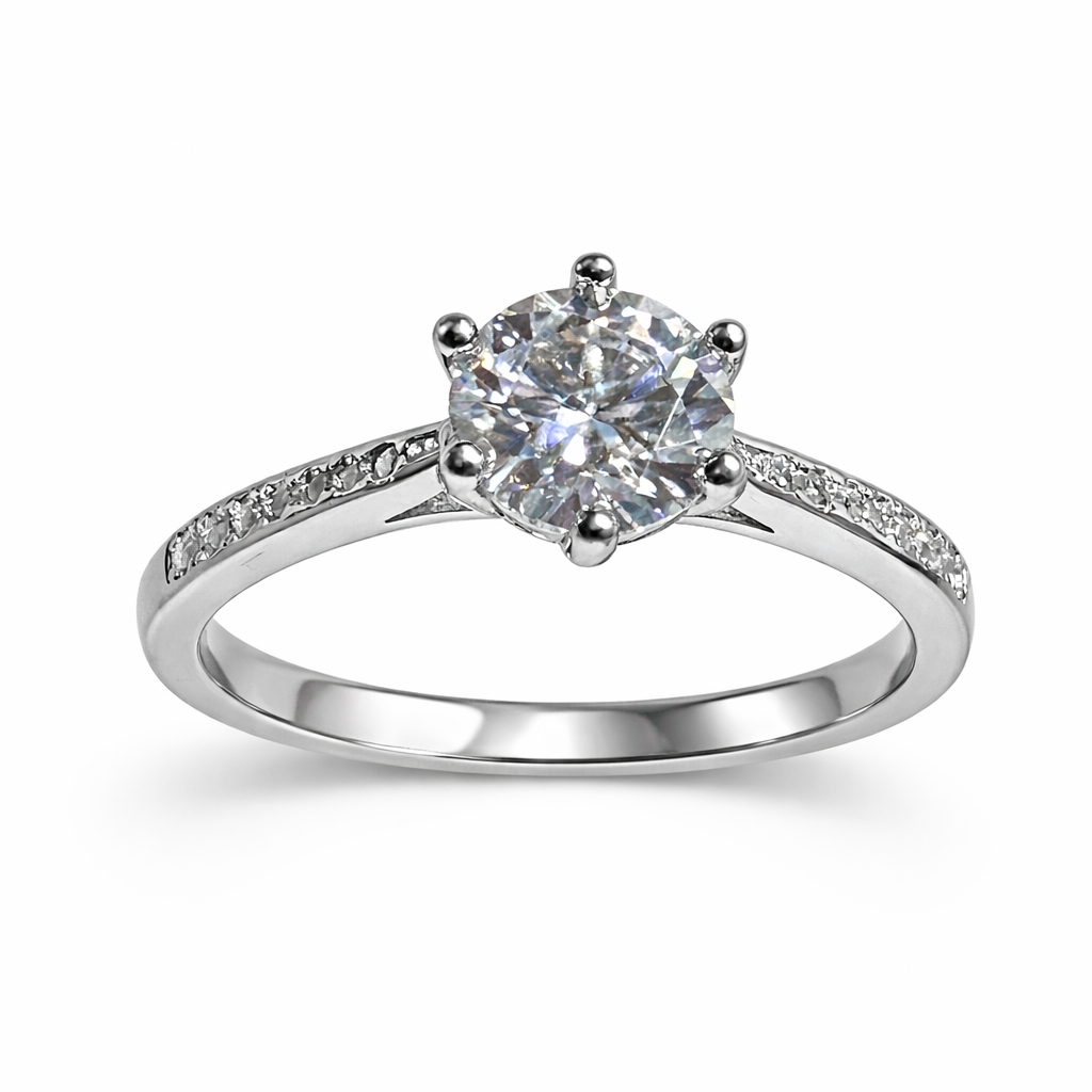 ER03 1CT Sterling Silver S925 Moissanite Diamond Rings