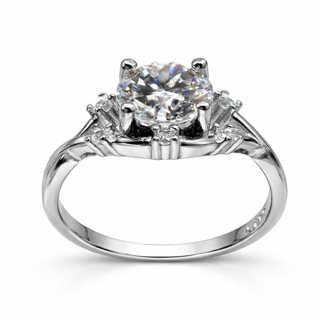 ER02 1CT Sterling Silver S925 Moissanite Diamond Earrings