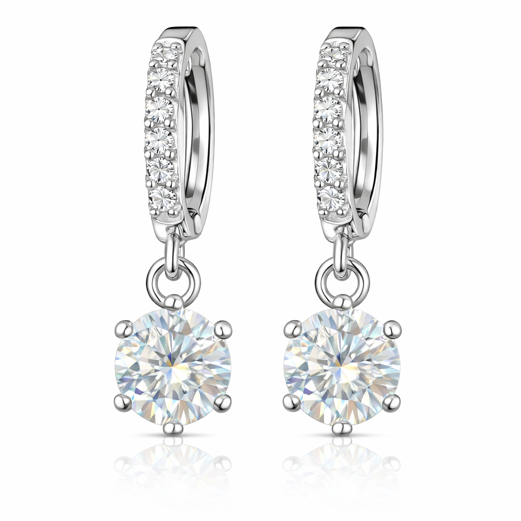 ER44 1CT Sterling Silver S925 Moissanite Diamond