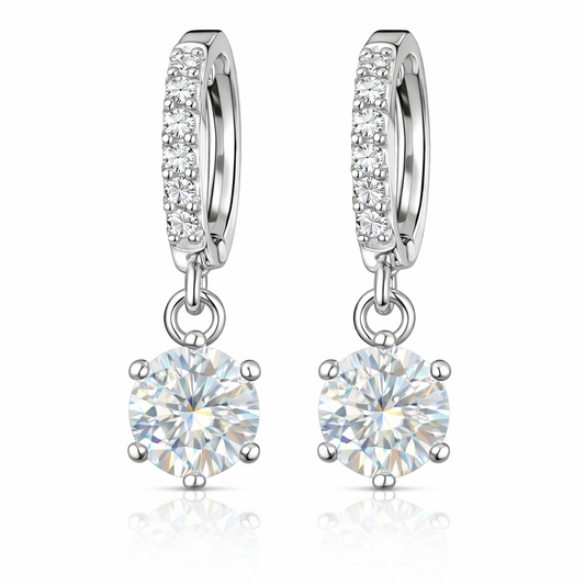 ER44 1CT Sterling Silver S925 Moissanite Diamond