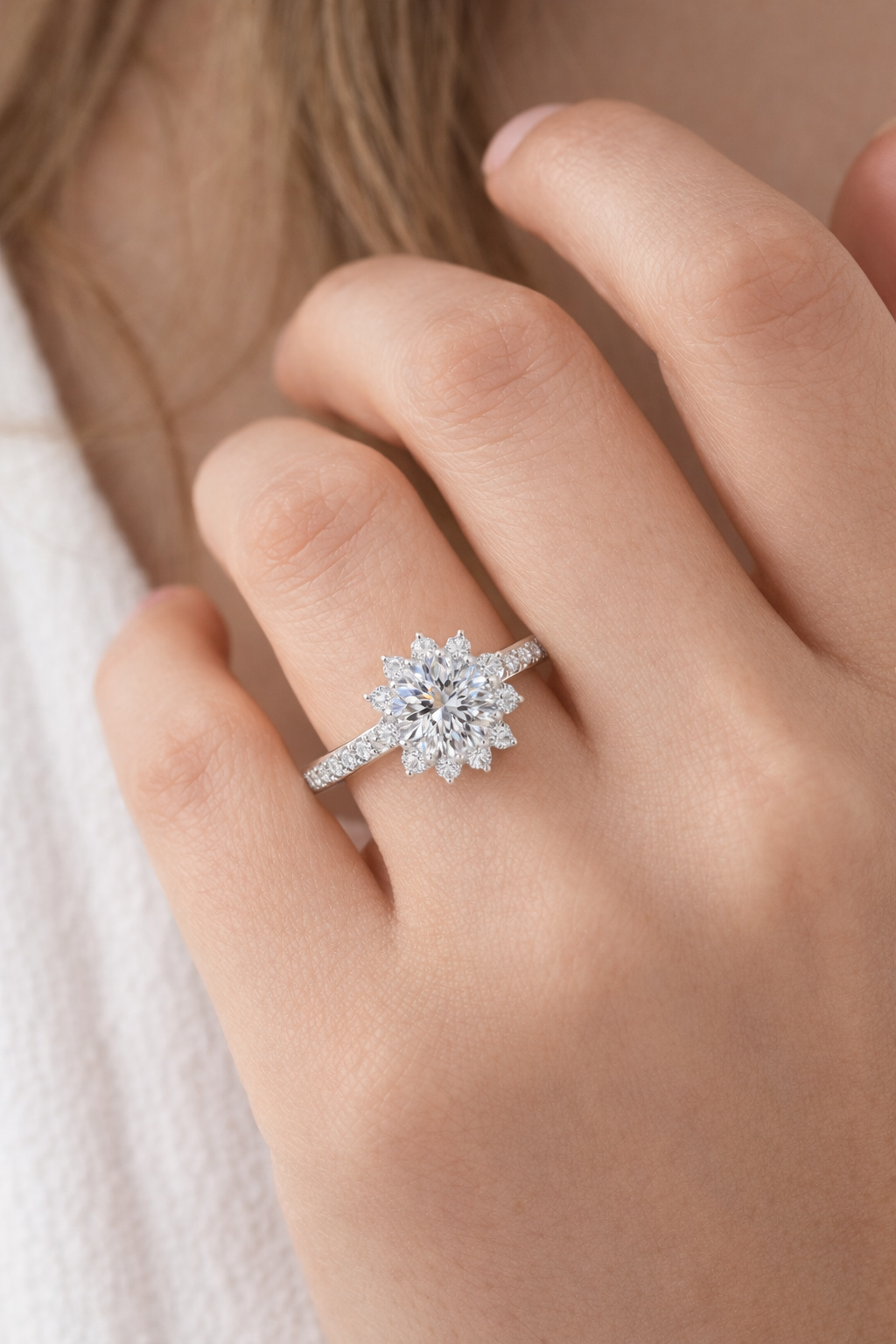 JZ36 1CT Sterling Silver S925 Moissanite Diamond