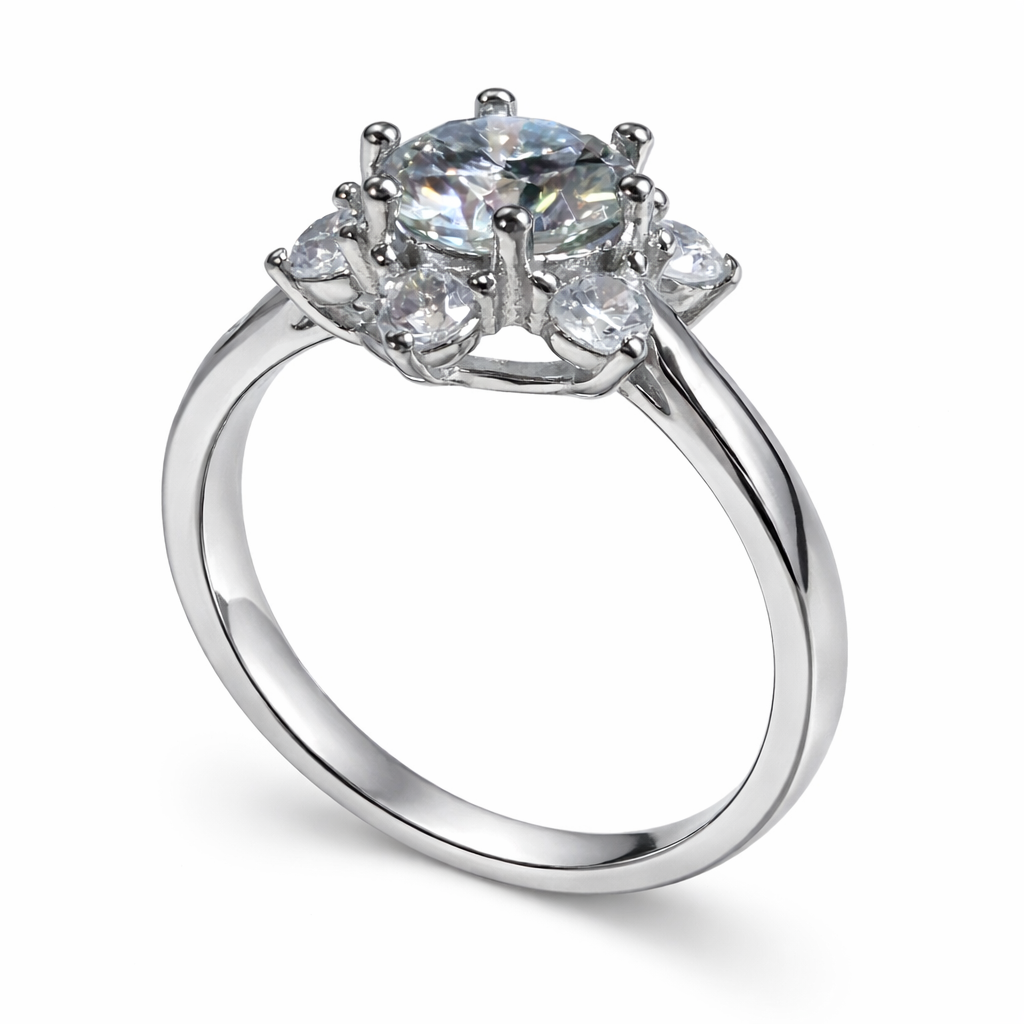 ER02 1CT Sterling Silver S925 Moissanite Diamond Earrings