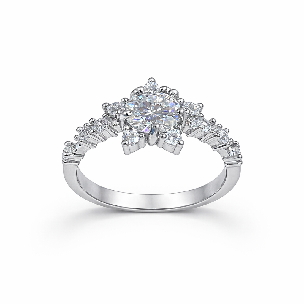 ER03 1CT Sterling Silver S925 Moissanite Diamond Rings