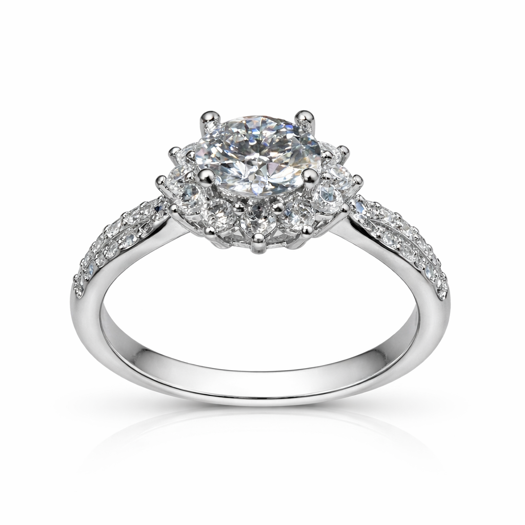 ER03 1CT Sterling Silver S925 Moissanite Diamond Rings