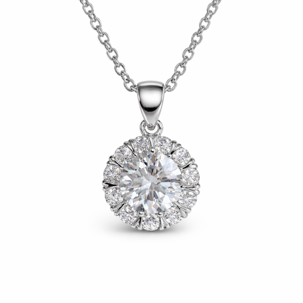 XL15 1CT Sterling Silver S925 Moissanite Diamond Necklace