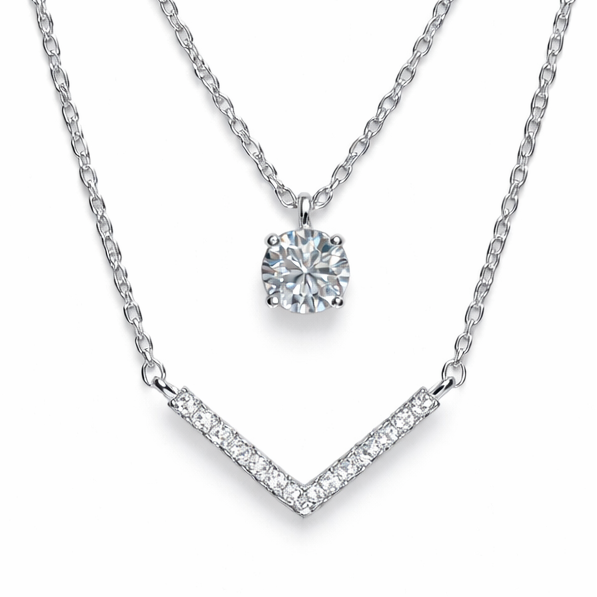 XL59 1CT Sterling Silver S925 Moissanite Diamond Necklace 50%offamazon