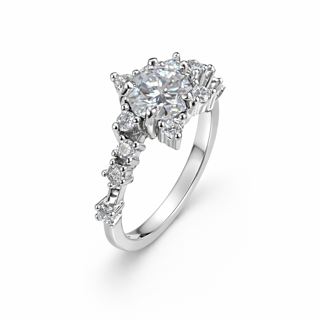 ER03 1CT Sterling Silver S925 Moissanite Diamond Rings
