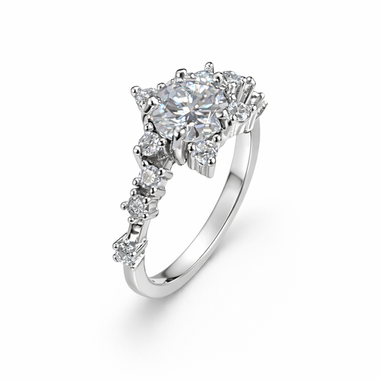 ER03 1CT Sterling Silver S925 Moissanite Diamond Rings