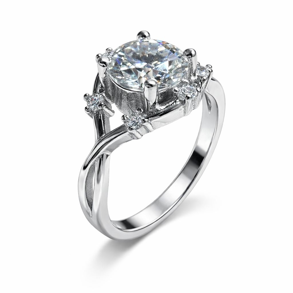 ER02 1CT Sterling Silver S925 Moissanite Diamond Earrings
