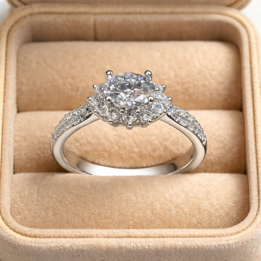 ER03 1CT Sterling Silver S925 Moissanite Diamond Rings