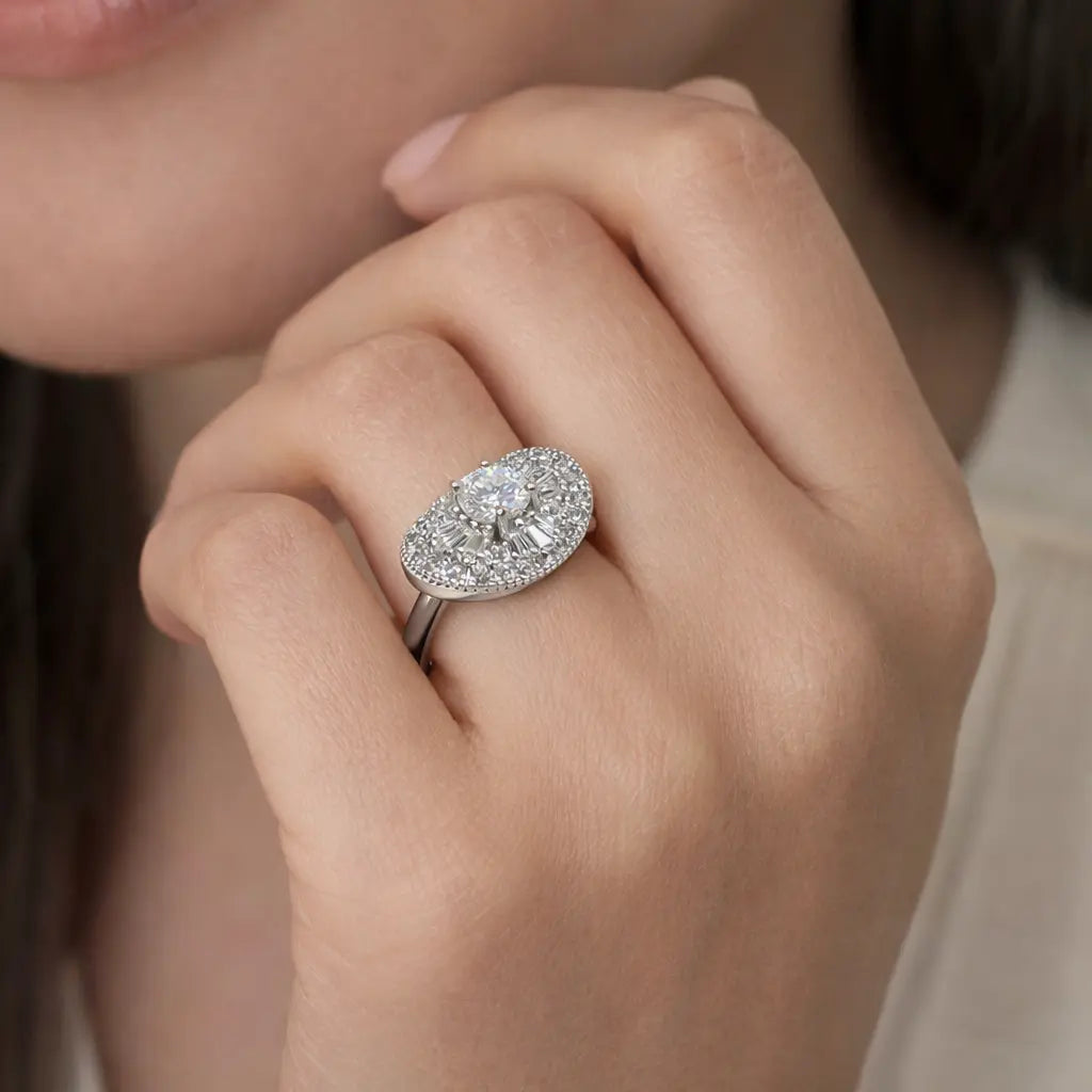 JZ65 1CT Sterling Silver S925 Moissanite Diamond 50%offamazon