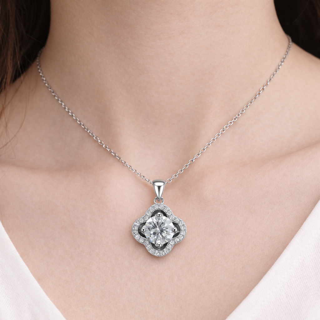XL53 1CT Sterling Silver S925 Moissanite Diamond Necklace