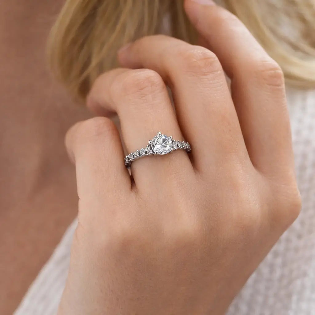 JZ70 1CT Sterling Silver S925 Moissanite Diamond 50%offamazon