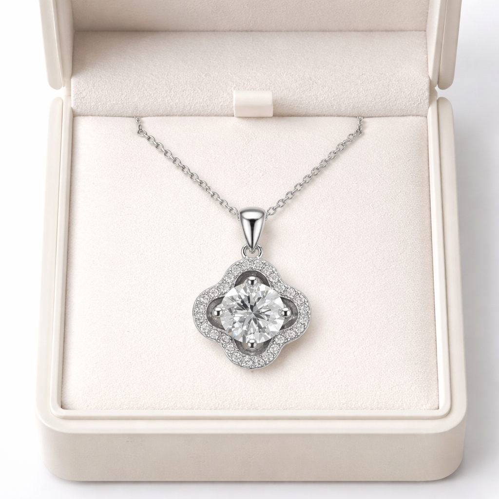 XL53 1CT Sterling Silver S925 Moissanite Diamond Necklace