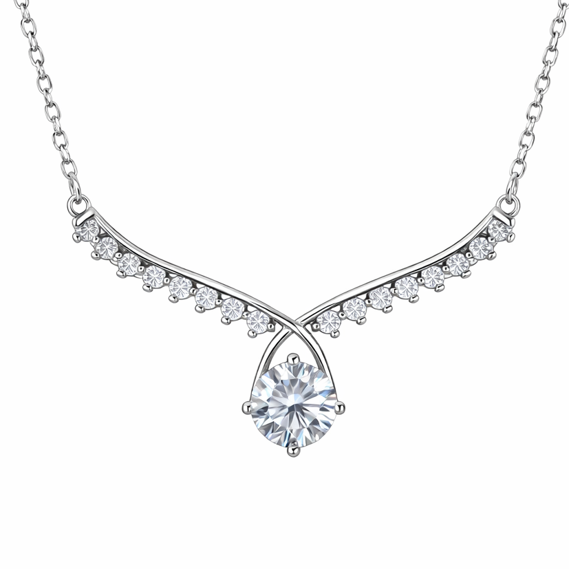 XL50 1 CT Sterling Silver S925 Moissanite Diamond Necklace