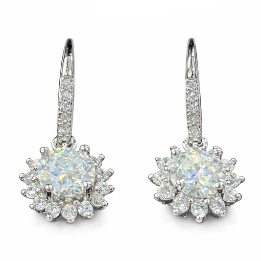 ER46 1CT Sterling Silver S925 Moissanite Diamond