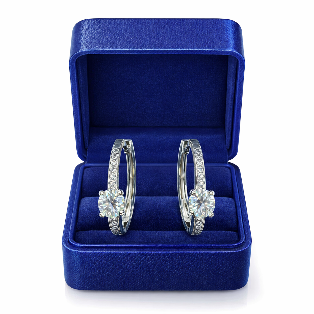 ER45 1CT Sterling Silver S925 Moissanite Diamond