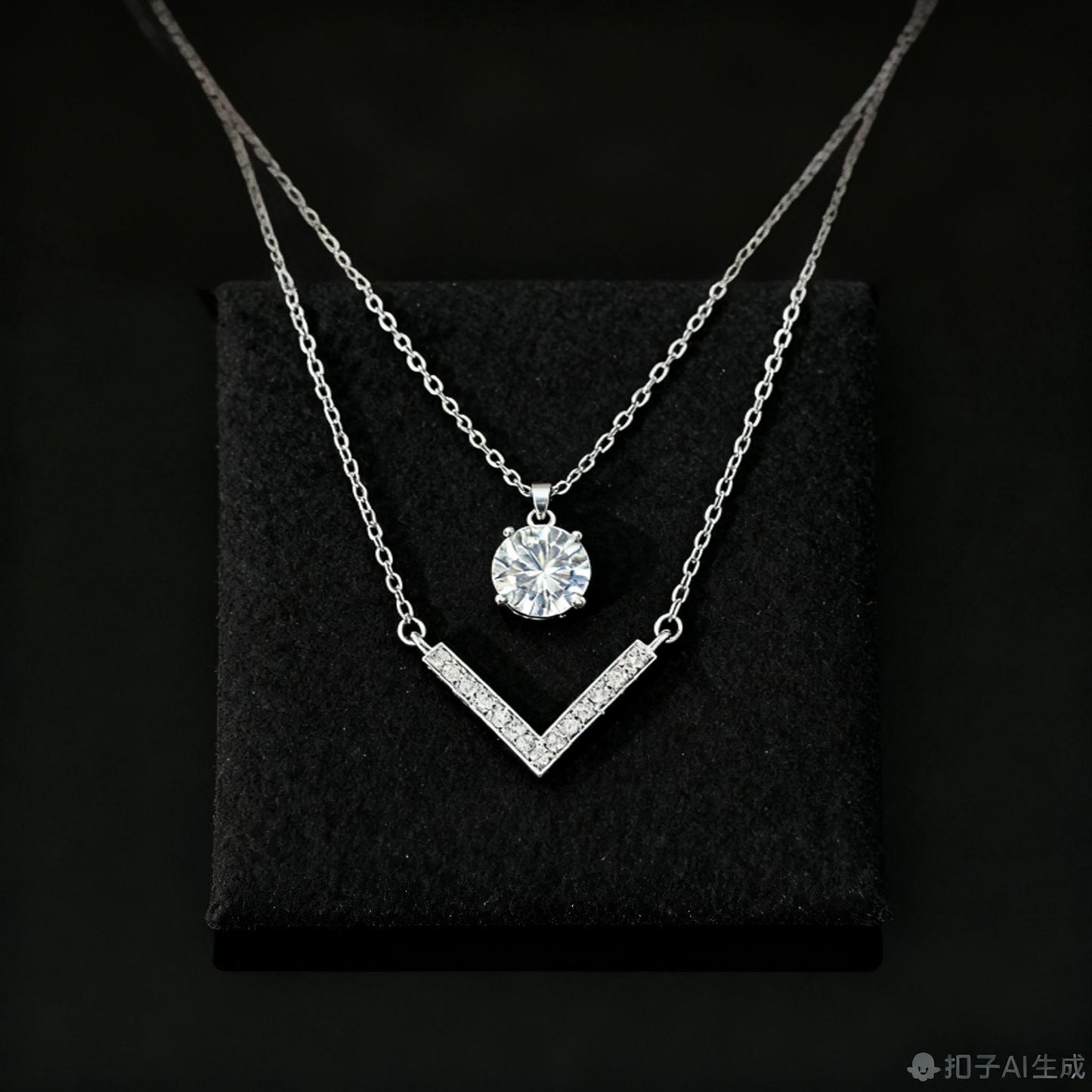 XL59 1CT Sterling Silver S925 Moissanite Diamond Necklace