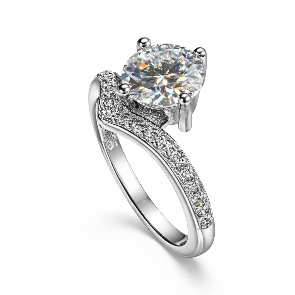 ER02 1CT Sterling Silver S925 Moissanite Diamond Earrings
