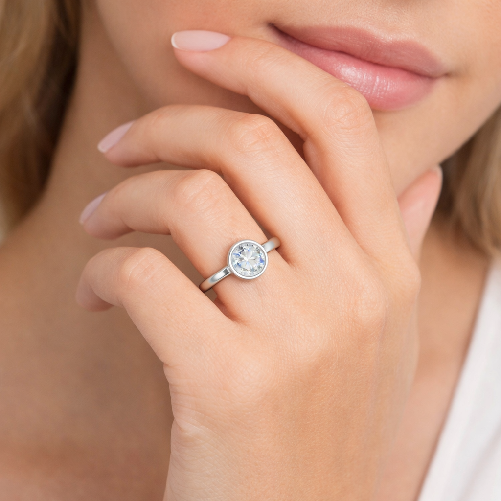 JZ27 1 CT Sterling Silver S925 Moissanite Diamond