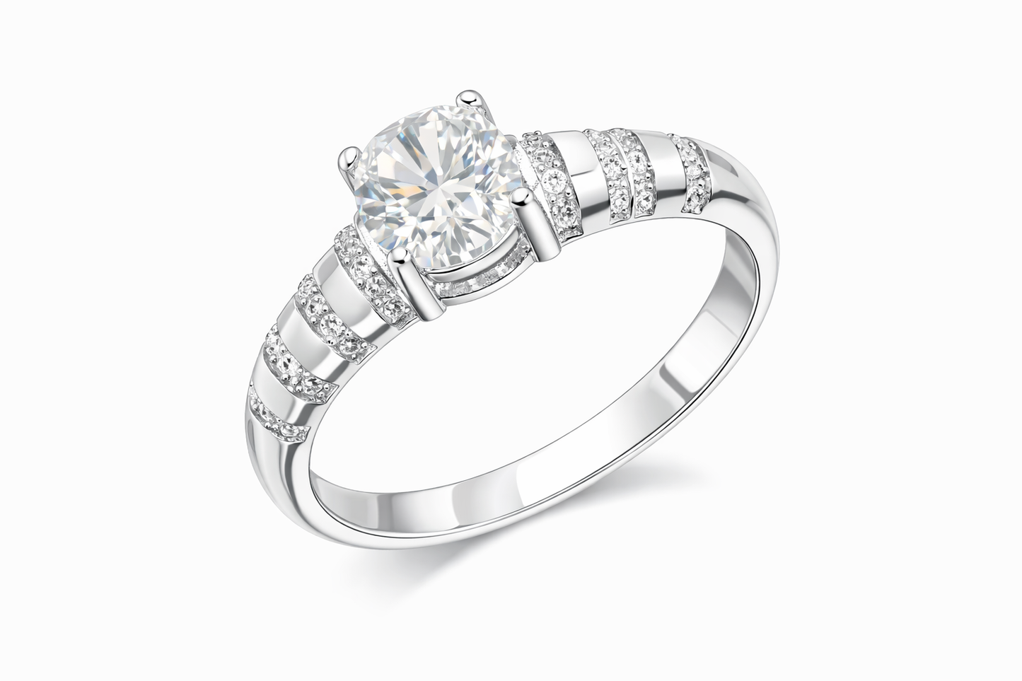 ER03 1CT Sterling Silver S925 Moissanite Diamond Rings