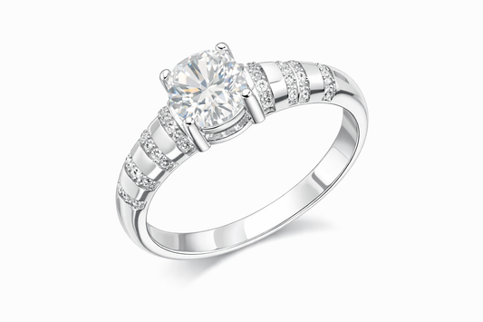 ER03 1CT Sterling Silver S925 Moissanite Diamond Rings