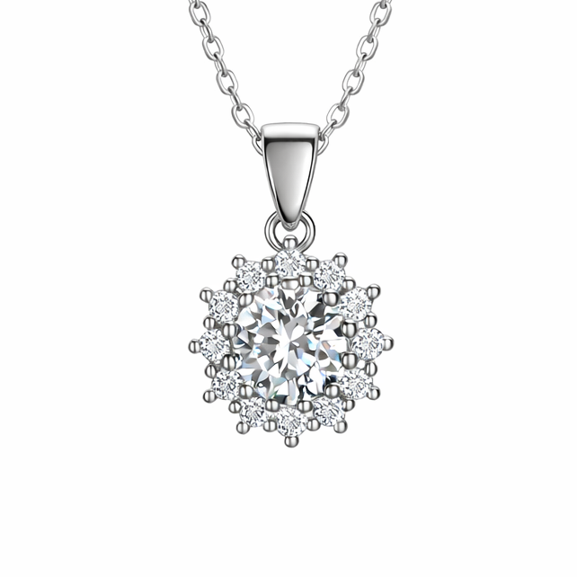 XL28 1 CT Sterling Silver S925 Moissanite Diamond Necklace