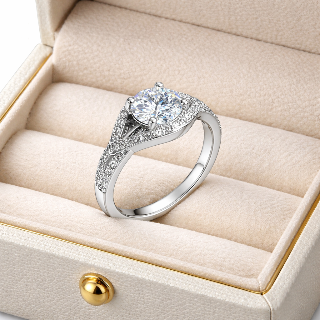 JZ25 1CT Sterling Silver S925 Moissanite Diamond