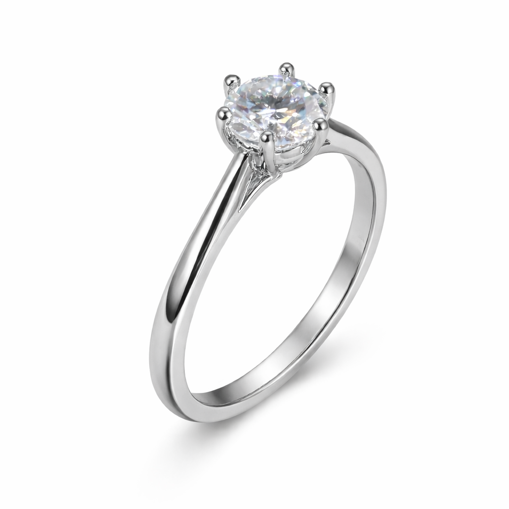 ER03 1CT Sterling Silver S925 Moissanite Diamond Rings