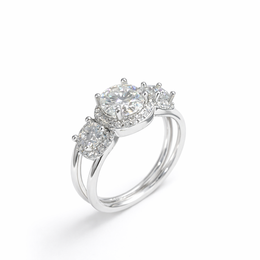 ER03 1CT Sterling Silver S925 Moissanite Diamond Rings