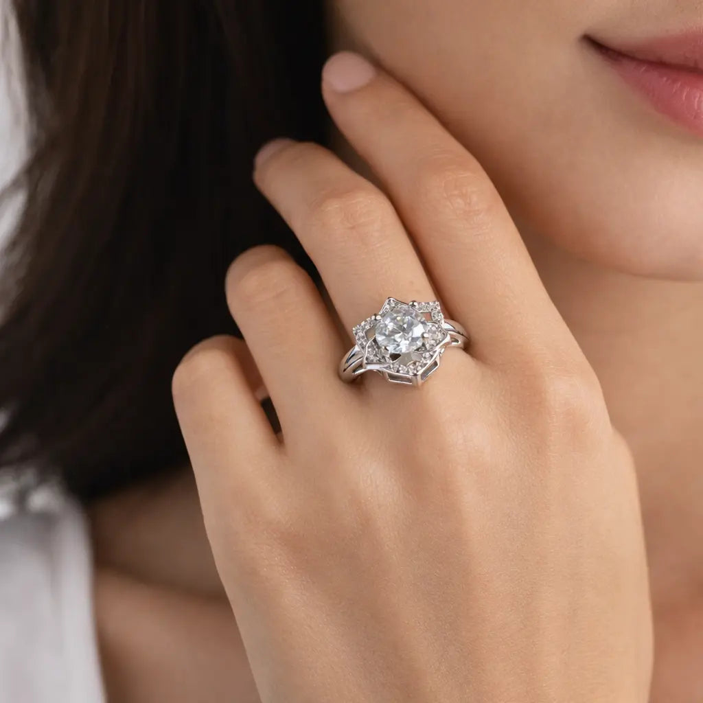 JZ28 1CT Sterling Silver S925 Moissanite Diamond 50%offamazon