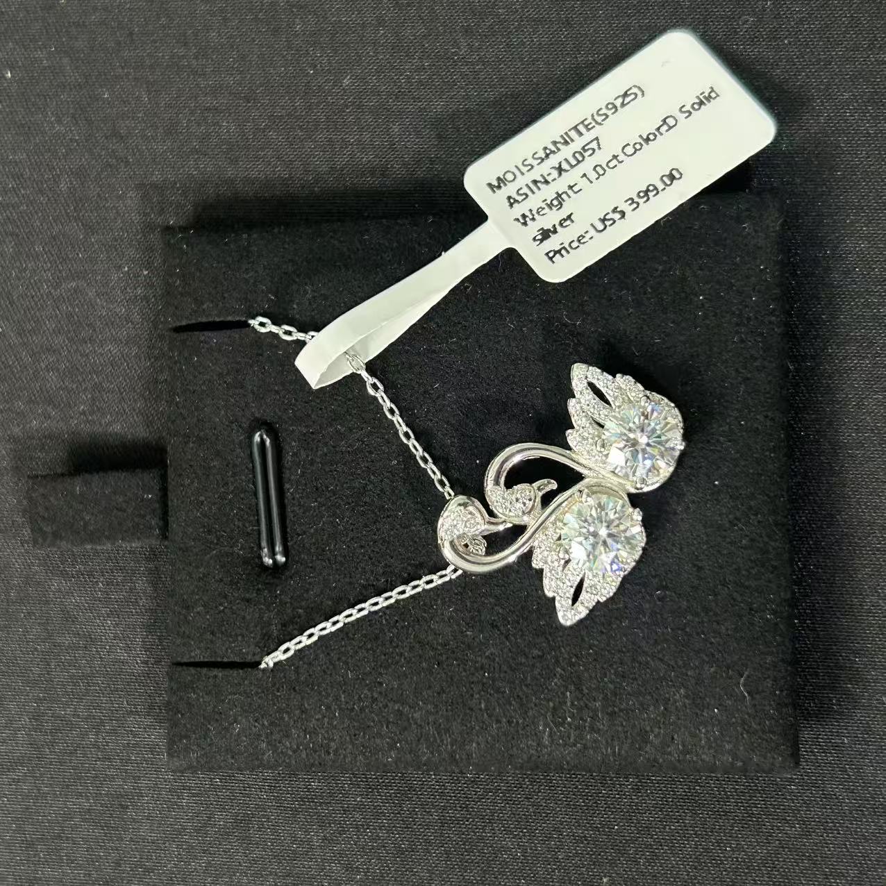 XL57 1CT Sterling Silver S925 Moissanite Diamond Necklace