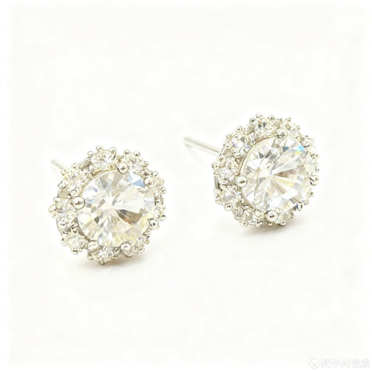 ER36 1CT Sterling Silver S925 Moissanite Diamond