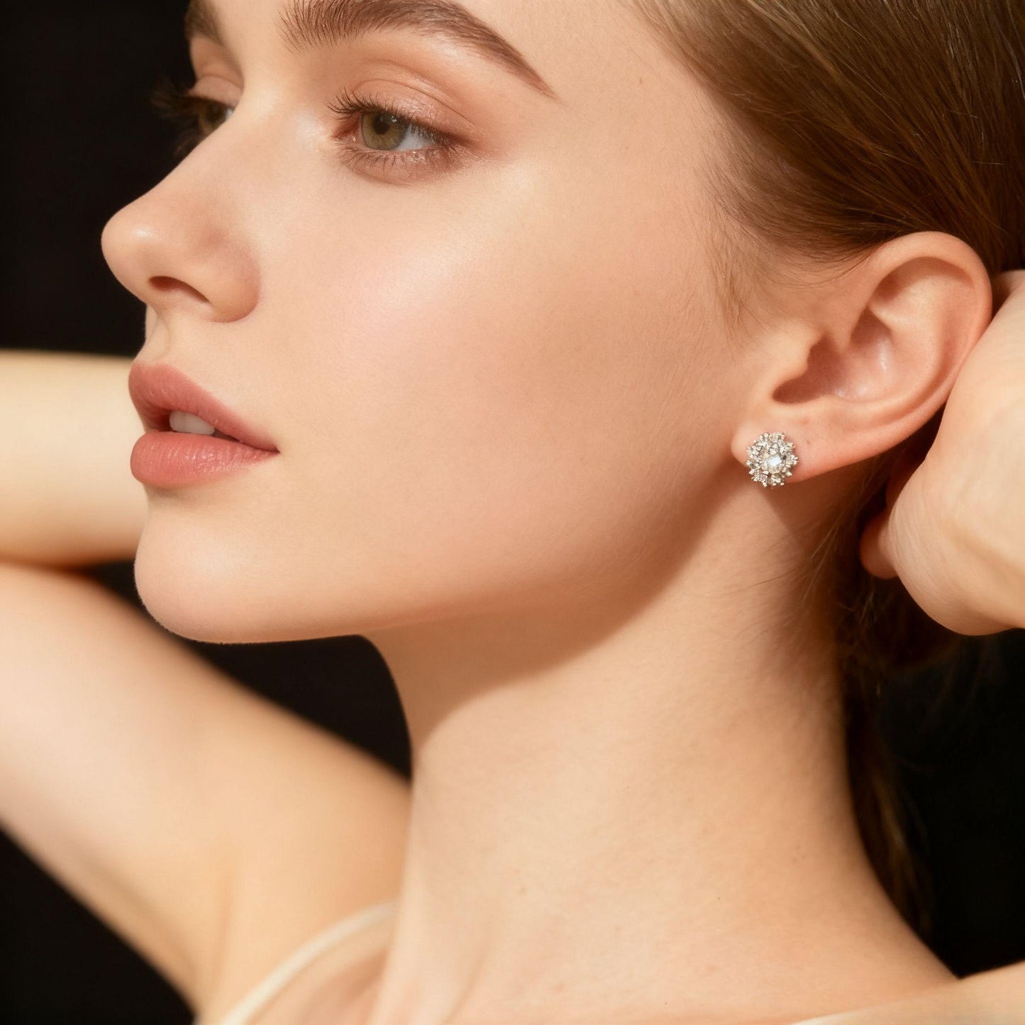 ER36 1CT Sterling Silver S925 Moissanite Diamond