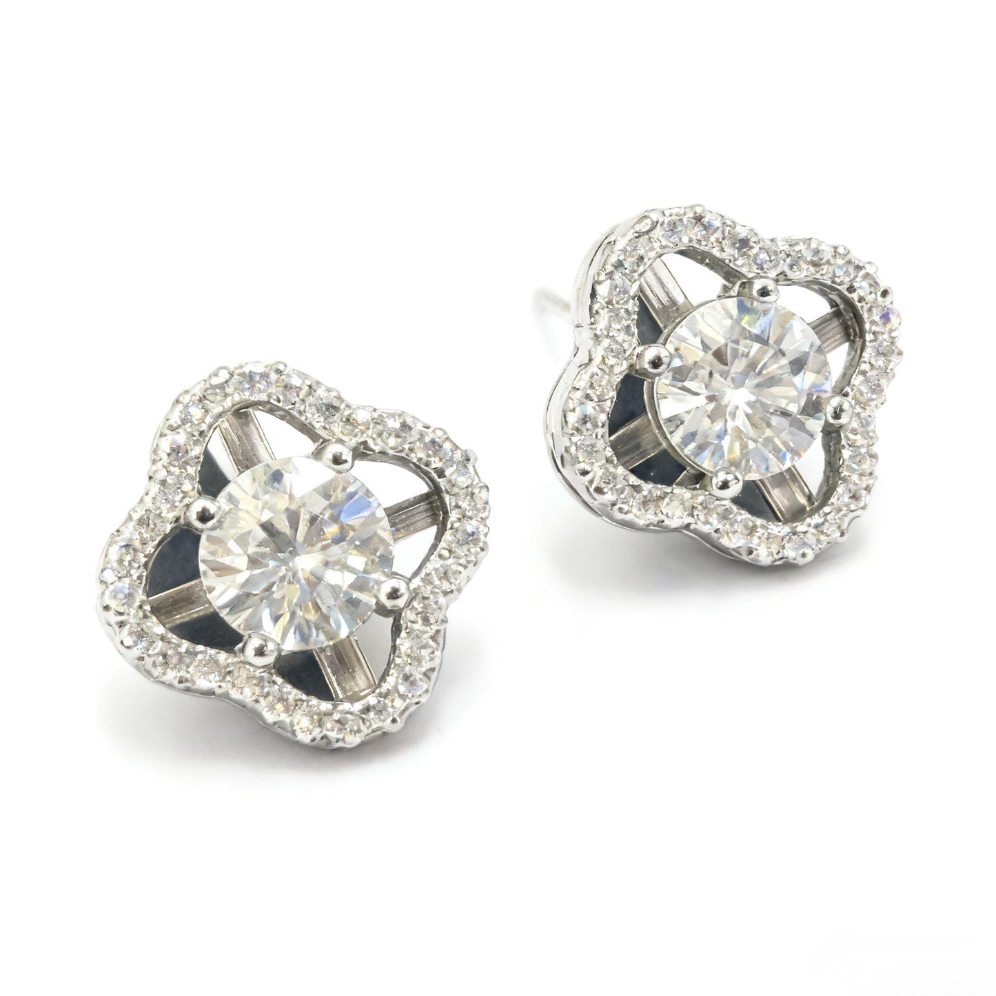 ER37 1CT Sterling Silver S925 Moissanite Diamond