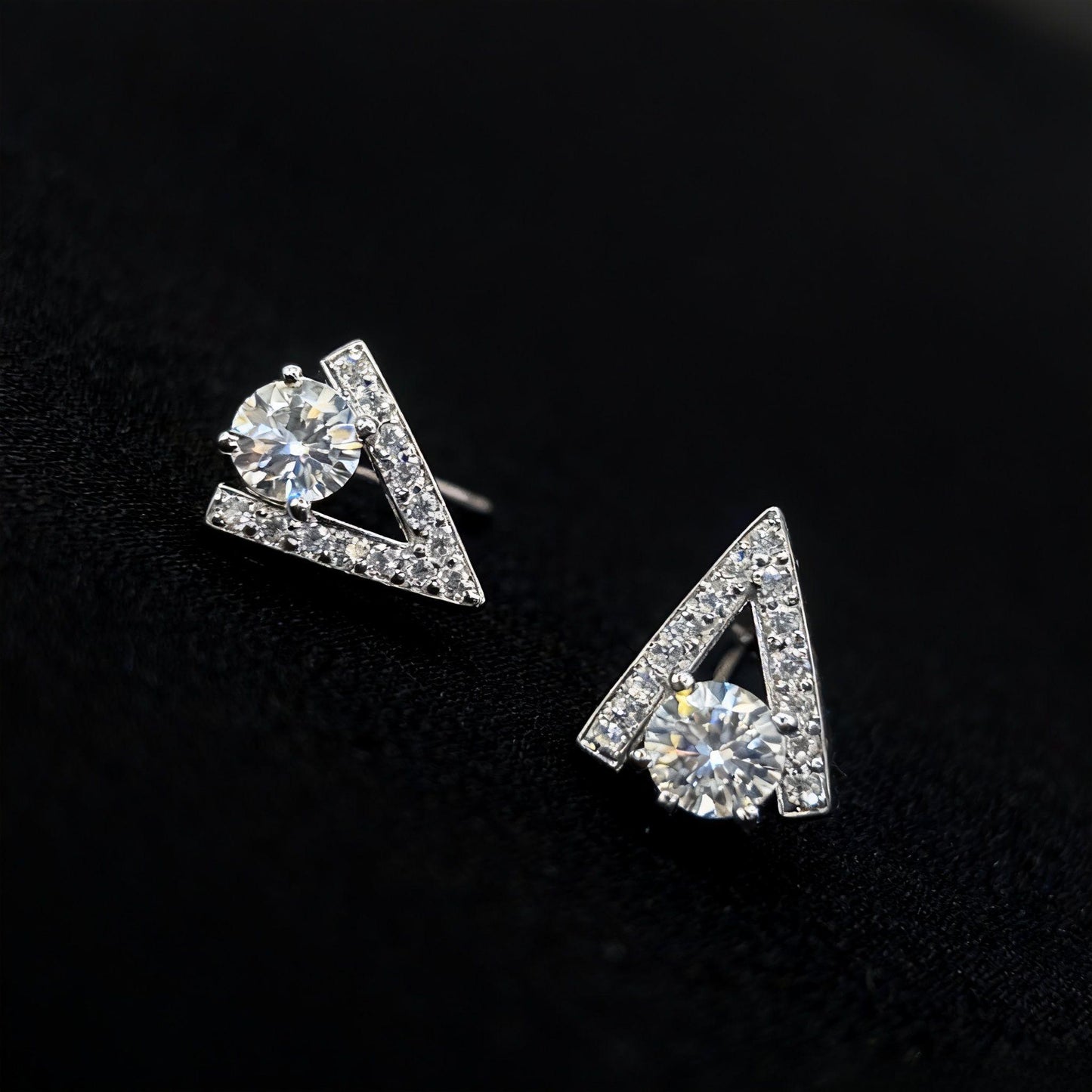 ER42 1CT Sterling Silver S925 Moissanite Diamond