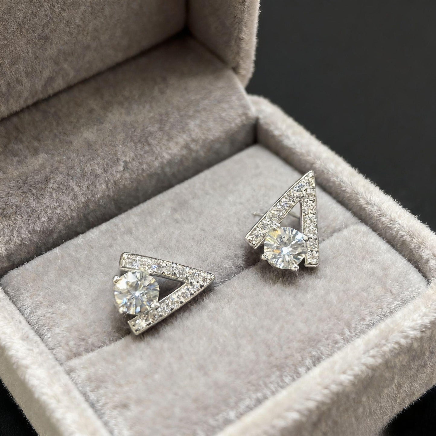 ER42 1CT Sterling Silver S925 Moissanite Diamond