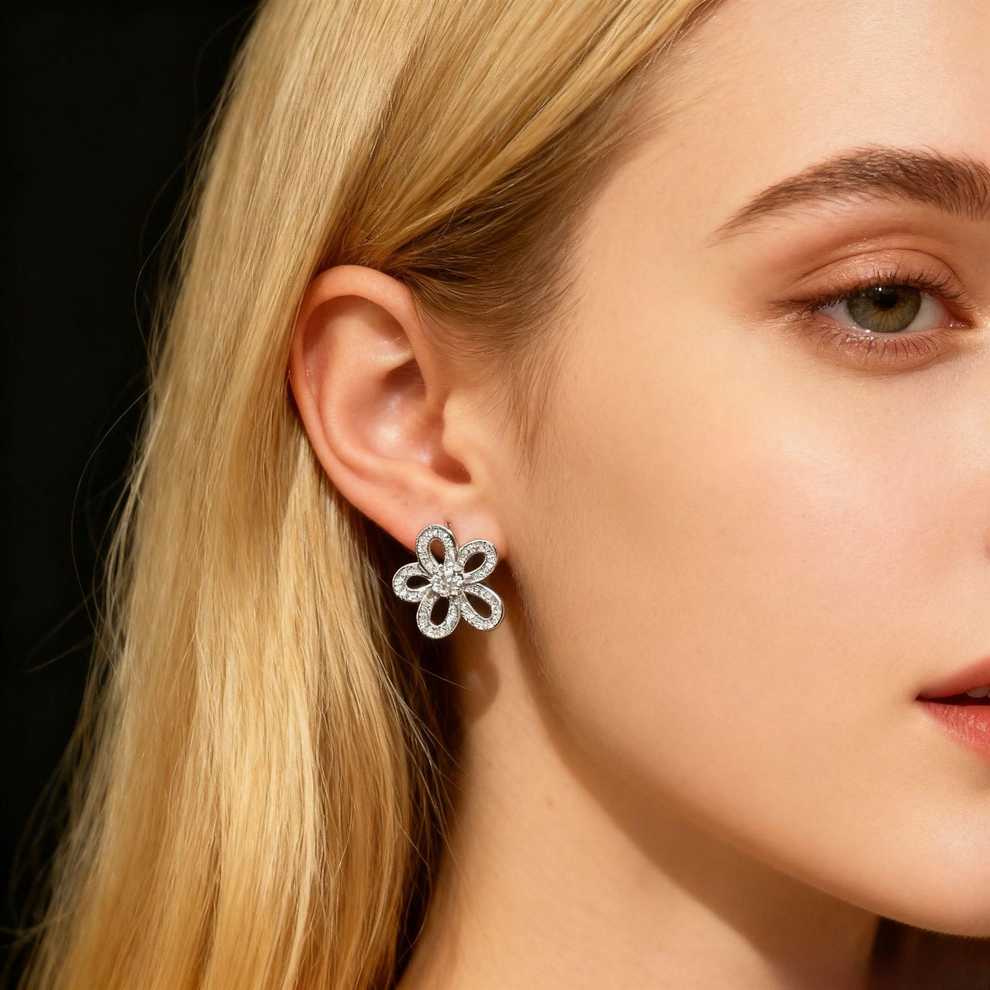 ER62 0.3CT Sterling Silver S925 Moissanite Diamond