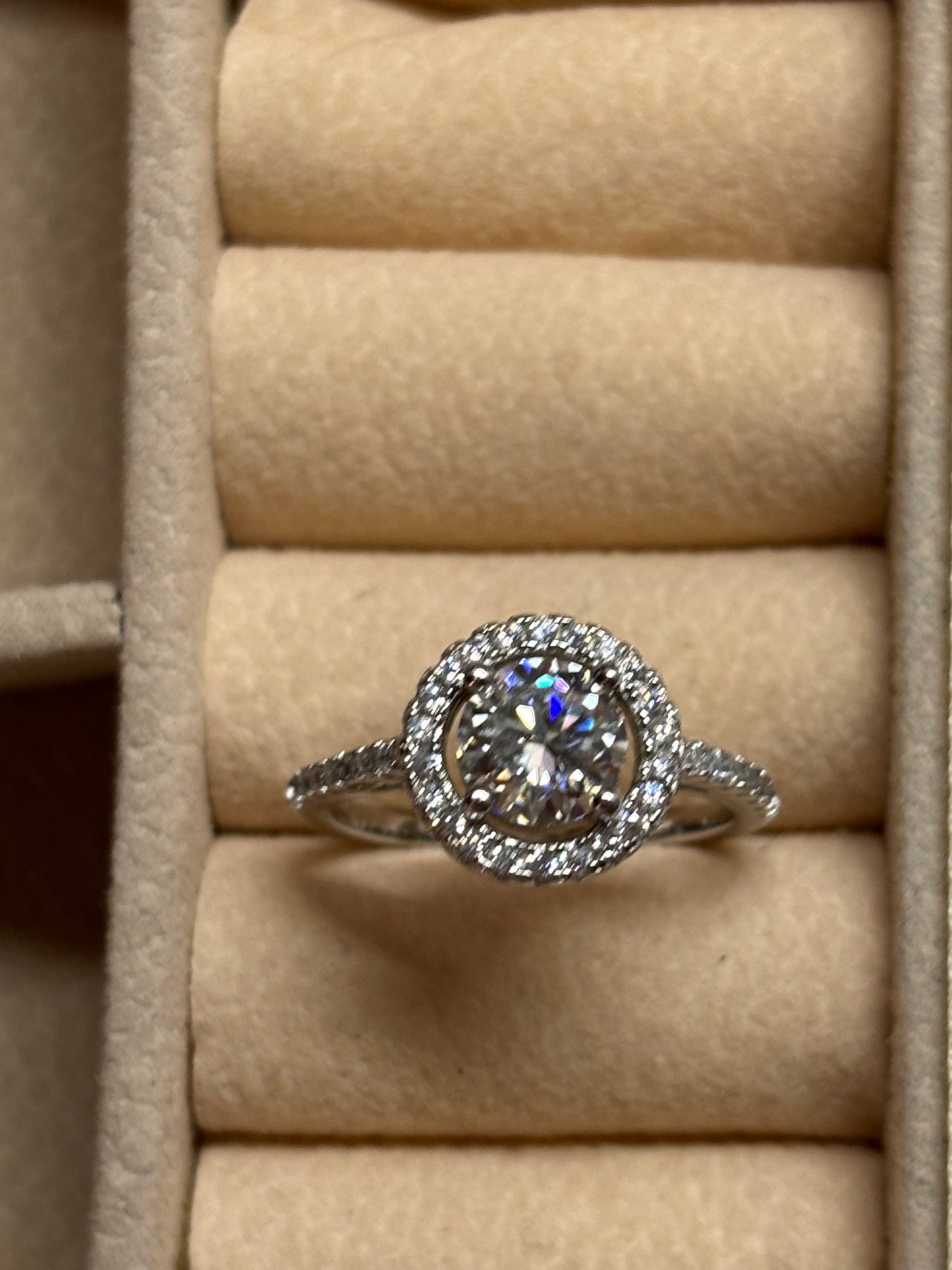 ER03 1CT Sterling Silver S925 Moissanite Diamond Rings