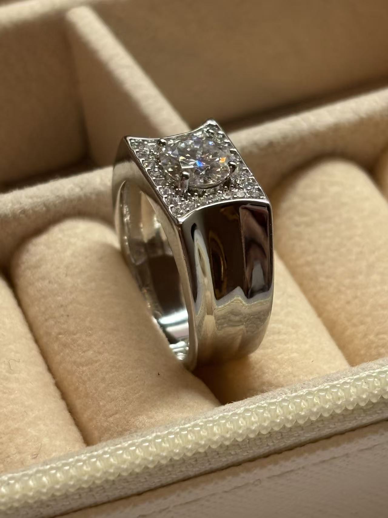 ER03 1CT Sterling Silver S925 Moissanite Diamond Rings