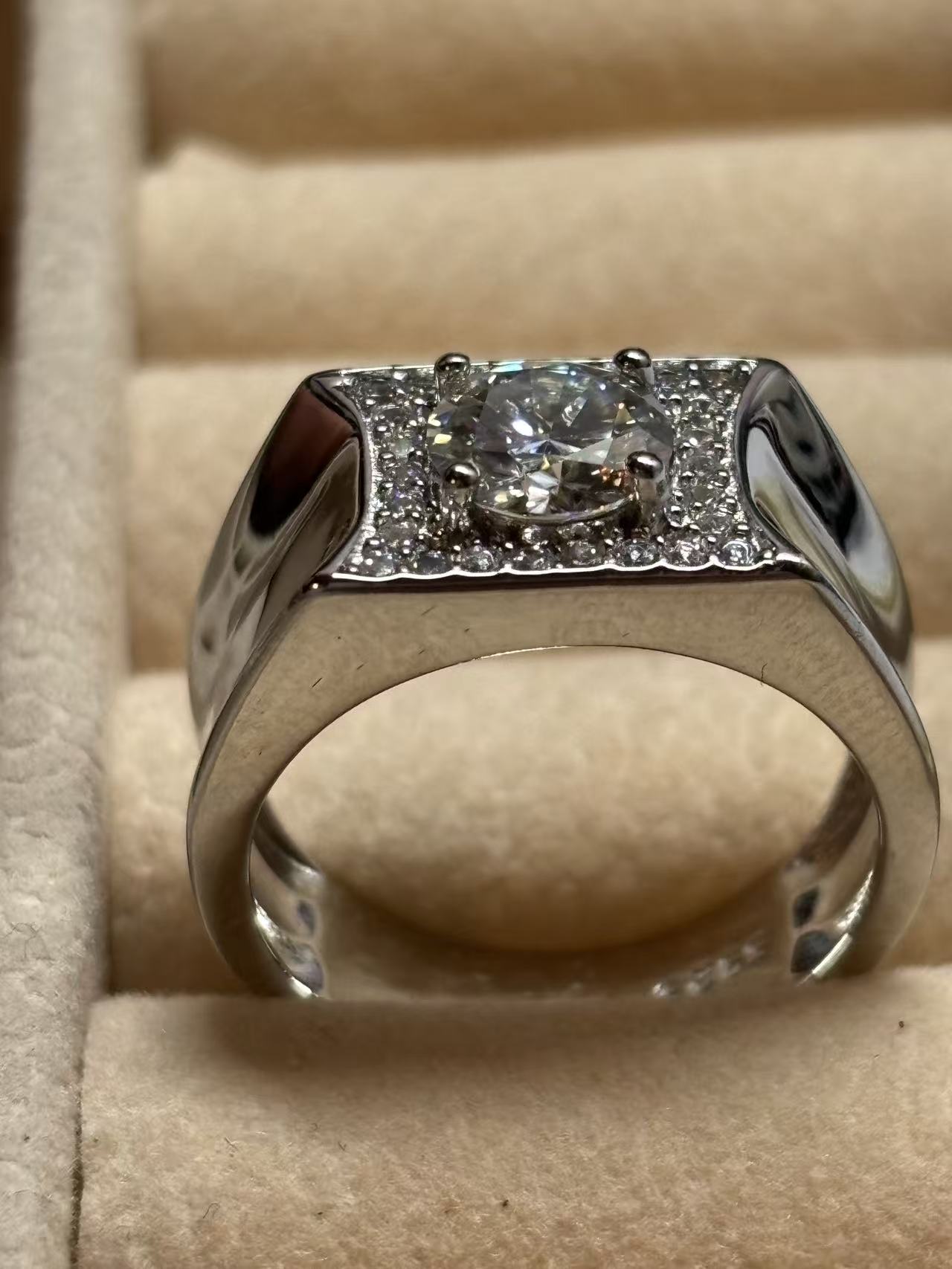ER03 1CT Sterling Silver S925 Moissanite Diamond Rings