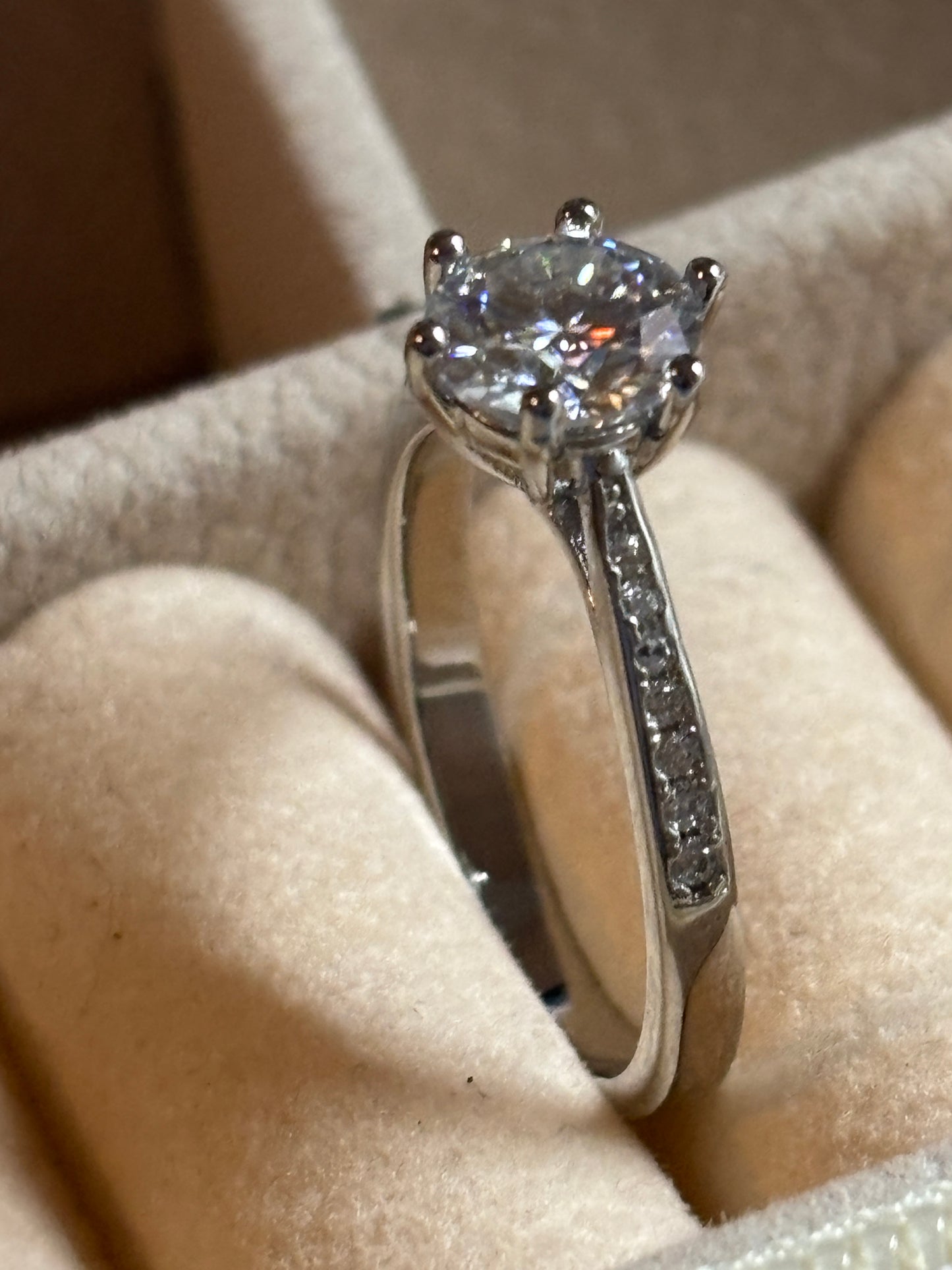 ER03 1CT Sterling Silver S925 Moissanite Diamond Rings