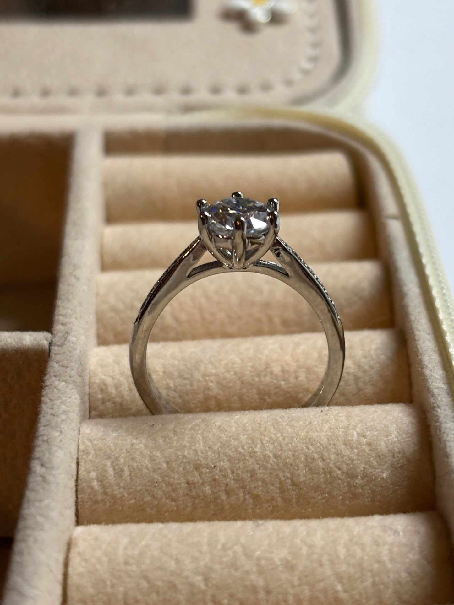 ER03 1CT Sterling Silver S925 Moissanite Diamond Rings