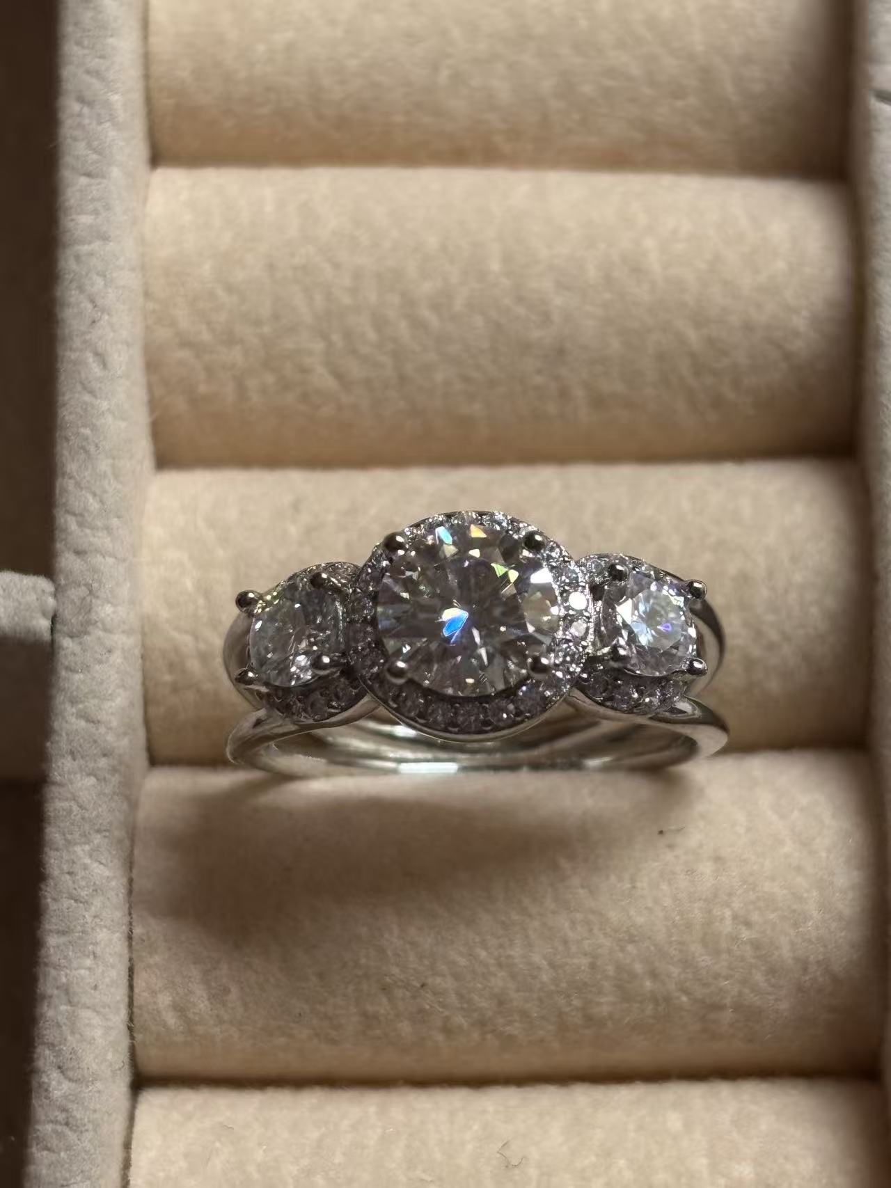 ER03 1CT Sterling Silver S925 Moissanite Diamond Rings