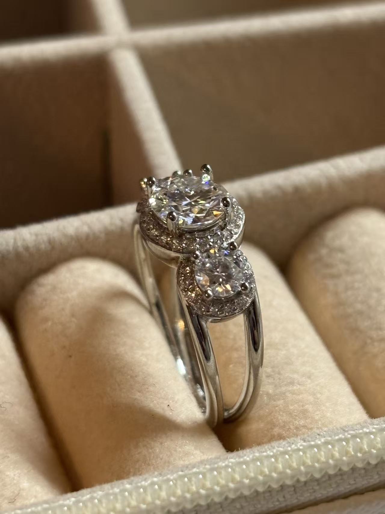 ER03 1CT Sterling Silver S925 Moissanite Diamond Rings