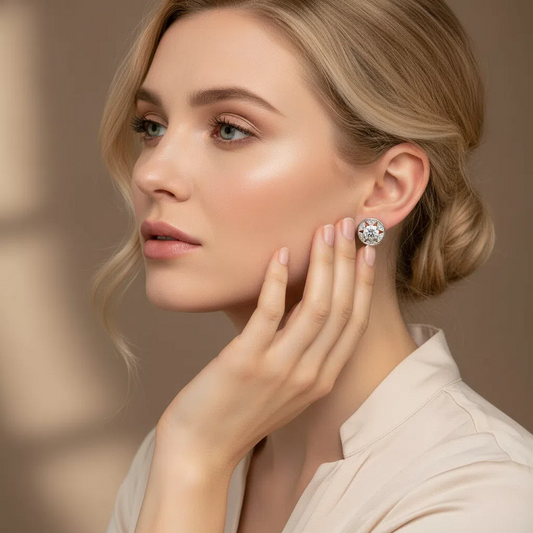 ER24 1CT*2 Sterling Silver S925 Moissanite Diamond